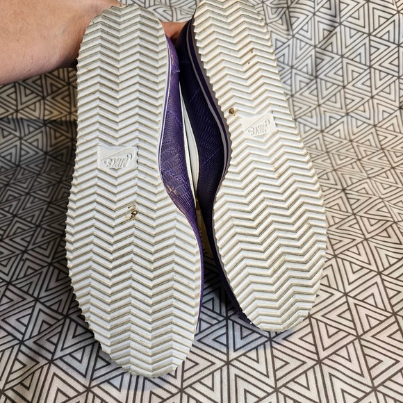 Nike Cortez Purple Leather Retro Womens Sneakers 8.5 gold ribbon laces - Picture 6 of 12